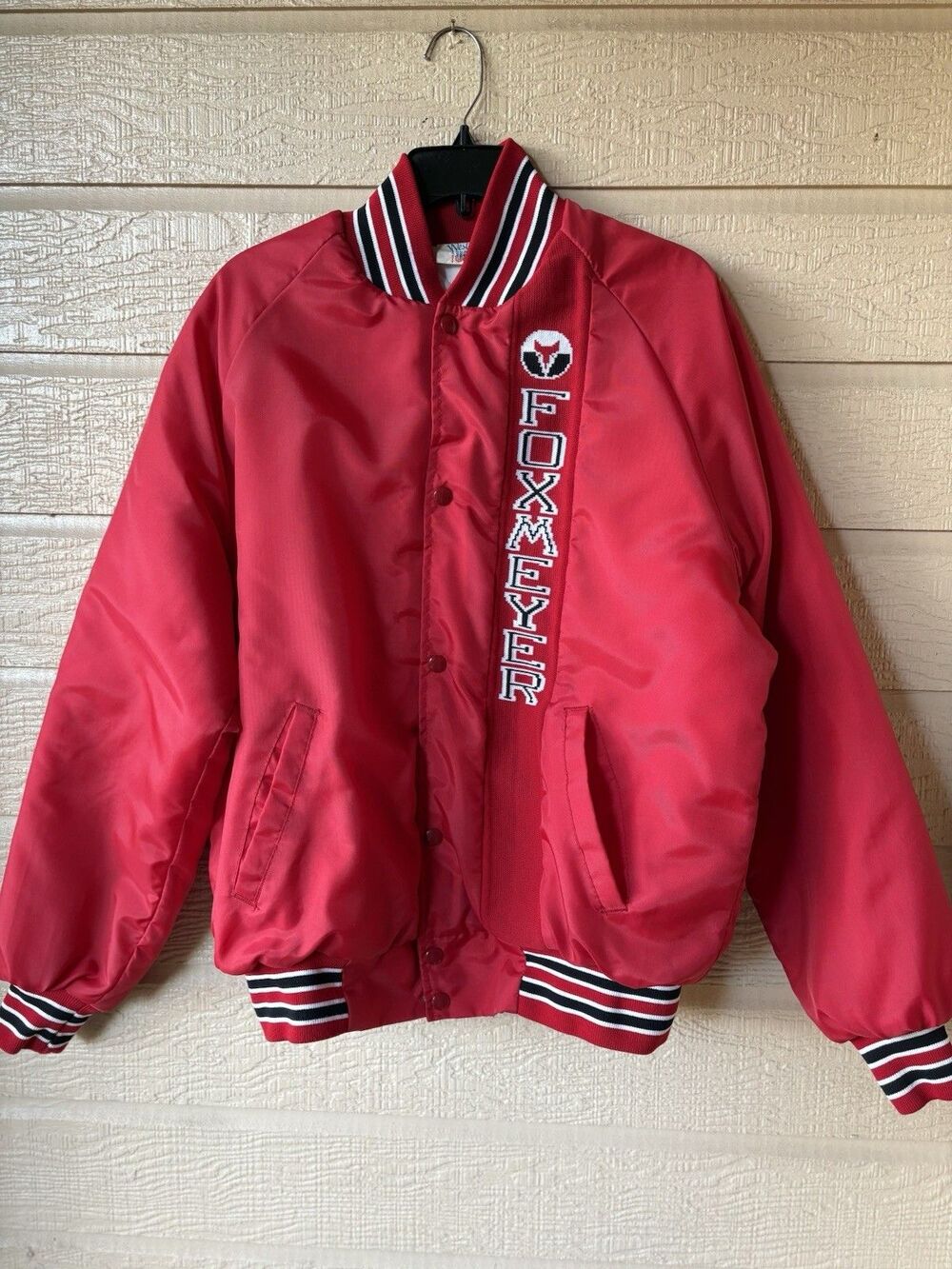 Vintage FoxMeyer Company Logo Quilted Employee Jacket men size Large Westark USA